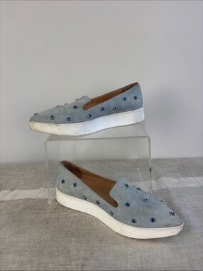 APEPAZZA BLUE CRYSTAL LOAFERS